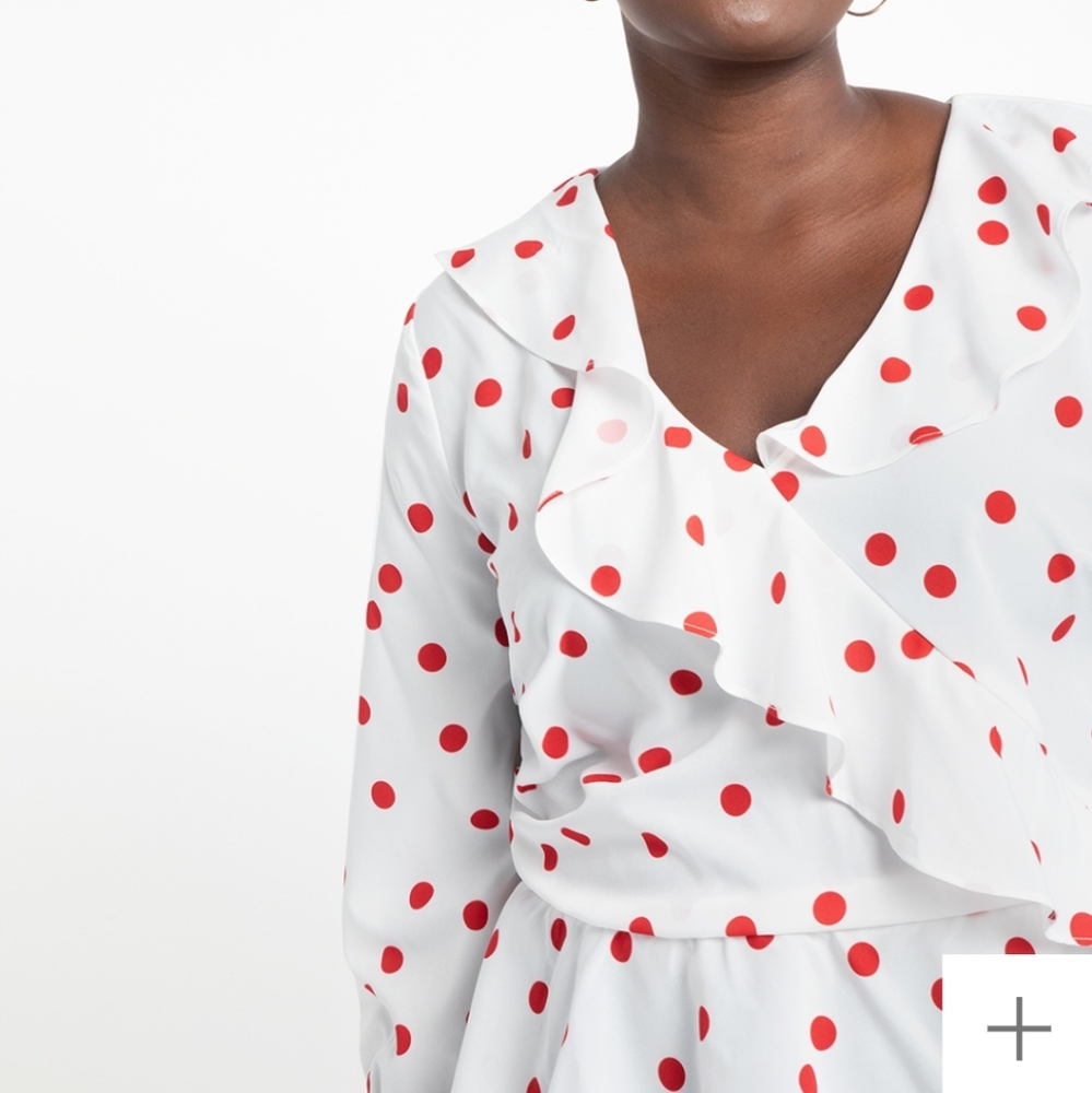 Eloquii polka dots v neck ruffle easy peplum blouse NWT
